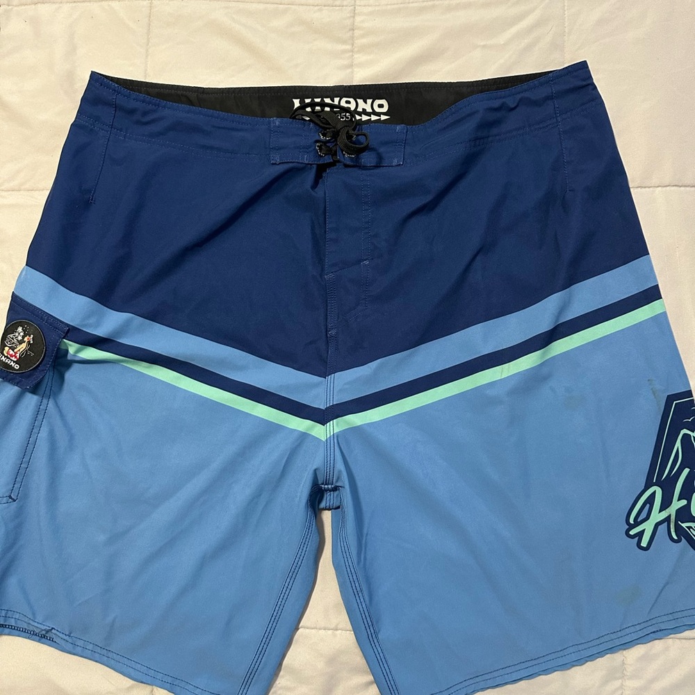Nano Blue Board Shorts with Chevron Design